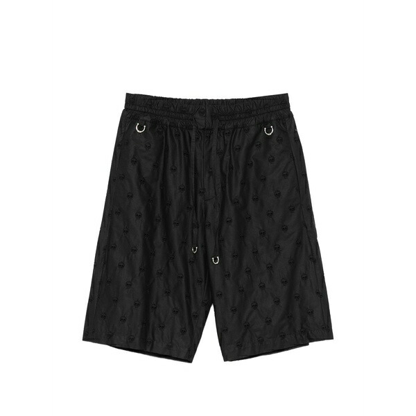 ジョン バージニアの州都 メンズ 心地好いズボン下 ボトムス Skull-embroidered drawstring shorts Black