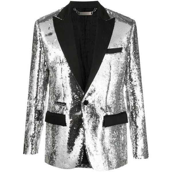 フィリップ飾り気の無い メンズ 上衣＆上衣 アウター Sequin-embellished single-breasted blazer Grey