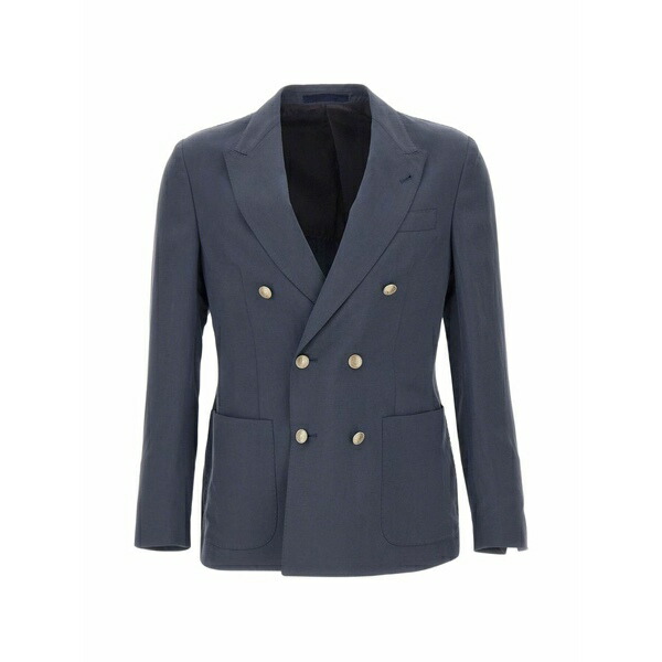 イレブンティ メンズ 上衣＆上衣 アウター Double-breasted patch-pockets blazer Blue