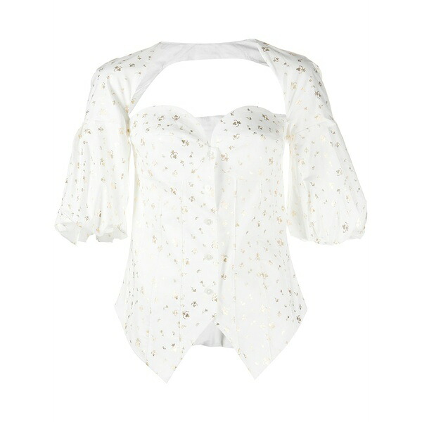ロージー・アスリーヌ レディース プルオーバー トップス Floral-print sweetheart neck blouse White