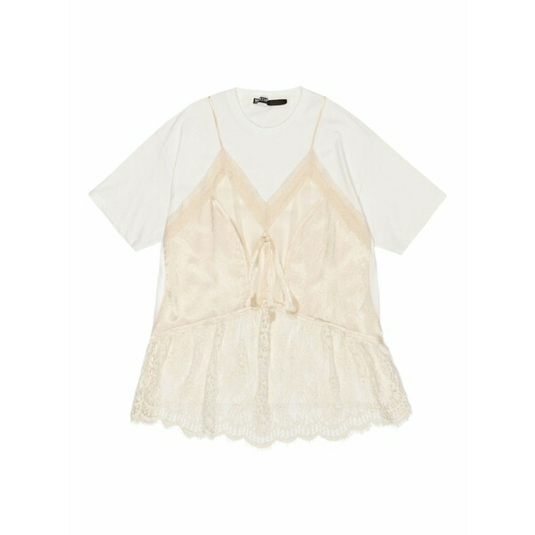 ビンバ イ ローラ レディース プルオーバー トップス Lace-trim t-shirt White