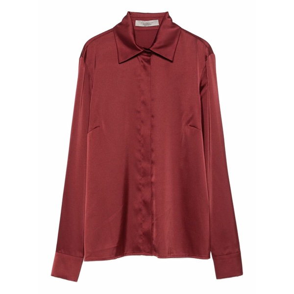 ディー・エクステリア レディース プルオーバー トップス Classic-collar satin shirt Red