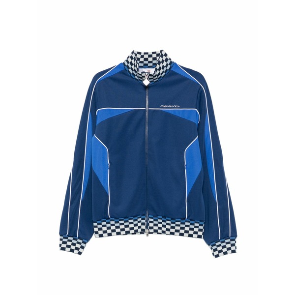 カサブランカ メンズ 上衣＆上衣 アウター Cyber tricot checkerboard-trim jacket Blue