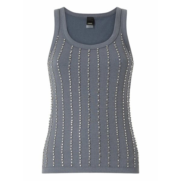 ピンコ レディース カットソー トップス Embellished ribbed tank top Grey