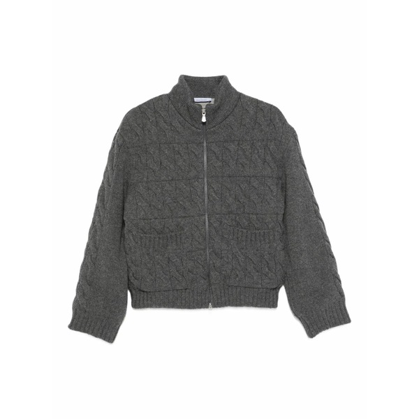 グランサッソ レディース 上衣＆上衣 アウター Cable-knit zip jacket Grey