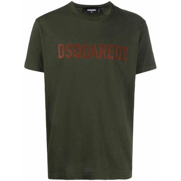 ディースクエアード メンズ プルオーバー トップス Logo-print short-sleeve t-shirt Green