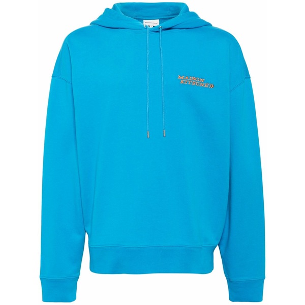 棲み家 稲荷 メンズ パーカー・スウェットシャツ アウター Embroidered-logo cotton hoodie Blue