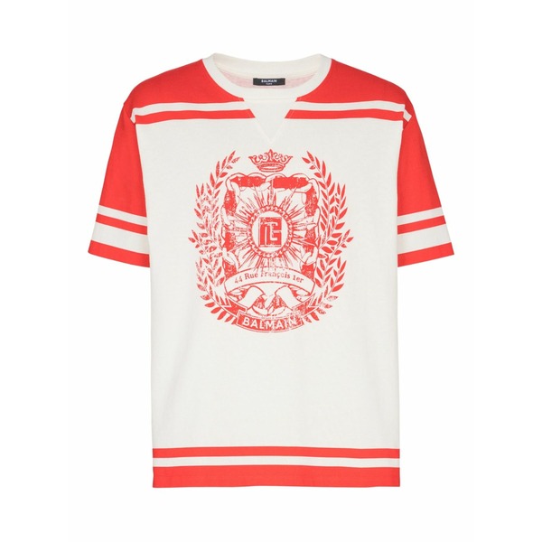 バルマン メンズ プルオーバー トップス Logo-print t-shirt Neutrals