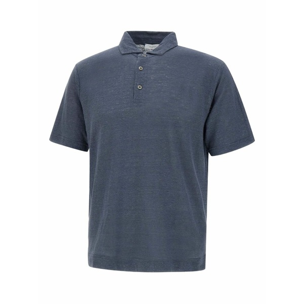 ディクタット メンズ スポーツシャツ トップス Linen polo shirt Blue