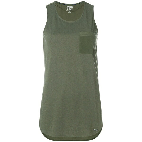 羊毛 分限者 レディース カットソー トップス Long-line tank top Green