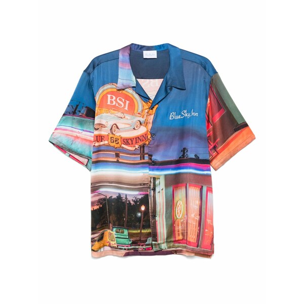 青碧 天の原 はたご屋 メンズ プルオーバー トップス Night stop shirt Blue