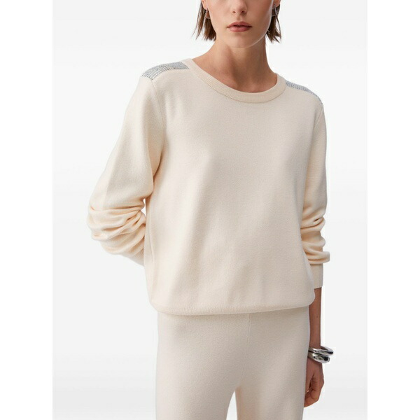 リュージョー レディース 編み物\u0026プルオーバー アウター Beaded crew-neck sweater Neutrals