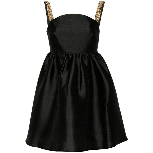セルフ・ポートレイト レディース 衣裳 トップス Crystal-embellished flared minidress Black