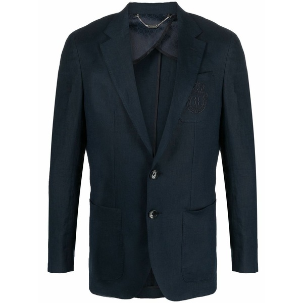 ビリオネア メンズ 上衣＆上衣 アウター Logo-embroidery linen blazer Blue