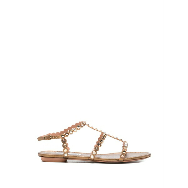 アクアズーラ レディース サンダル シューズ Crystal-embellished leather sandals Brown