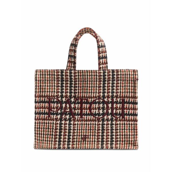 ジャンパトゥ レディース トートバッグ バッグ Logo-embroidered houndstooth tote bag Brown|asty