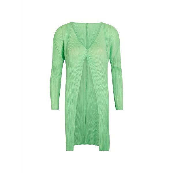 イッセイミヤケ レディース 厚地の外套 アウター Pleated-design open-front coat Green