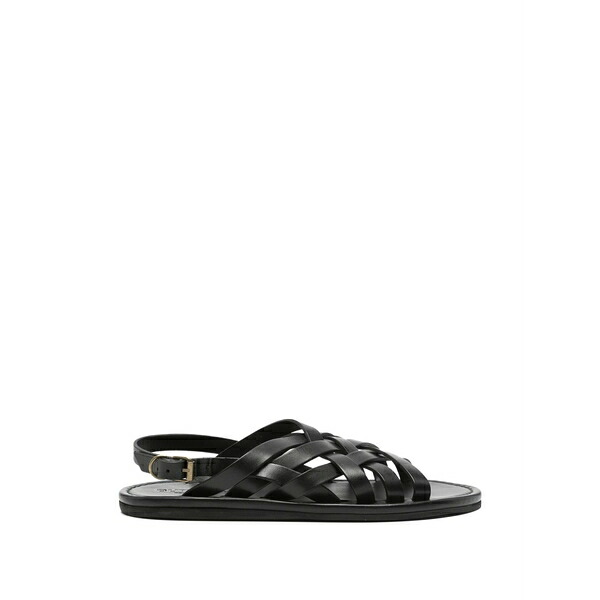 ブッテロ メンズ サンダル シューズ Woven-effect leather sandals Black