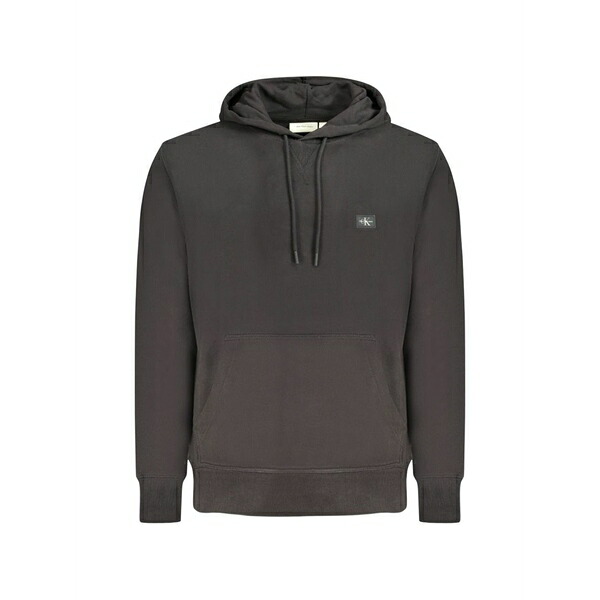 カルバンクライン メンズ パーカー・スウェットシャツ アウター Logo-patch cotton hoodie Black