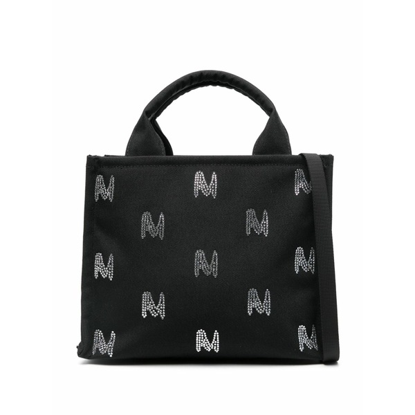 エムエスジイエム レディース トートバッグ 御徒面子 Crystal-embellished logo tote bag Black