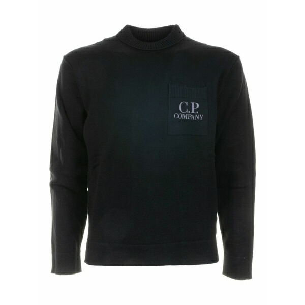 シーピーカンパニー メンズ 編み物\u0026スウェーター アウター Logo-patch pocket sweater Black