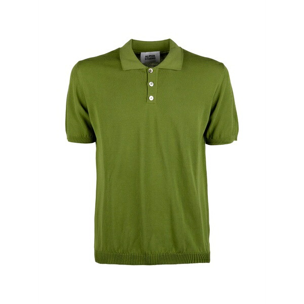 アルファス テューディオ メンズ スポーツシャツ トップス Short-sleeve knitted polo shirt Green