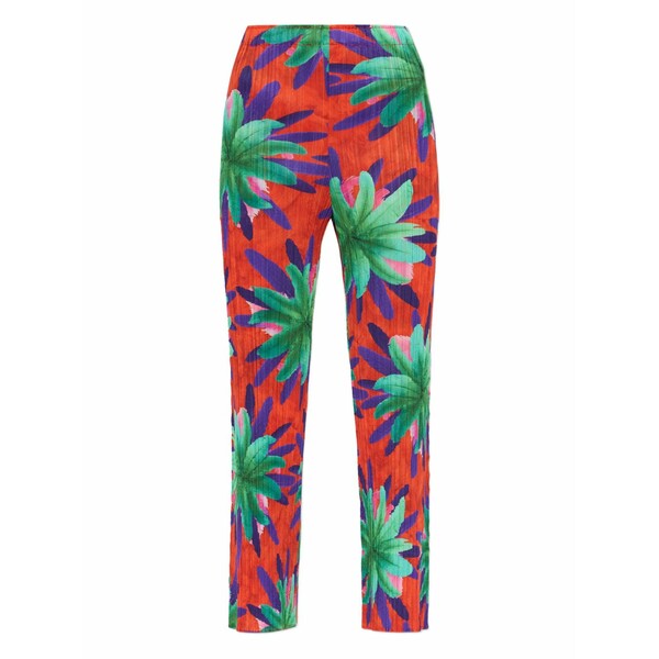 筋目 プリーズ イッセイ ミヤケ レディース 心地よいズボン下 ボトムス Pleated floral-print trousers Red