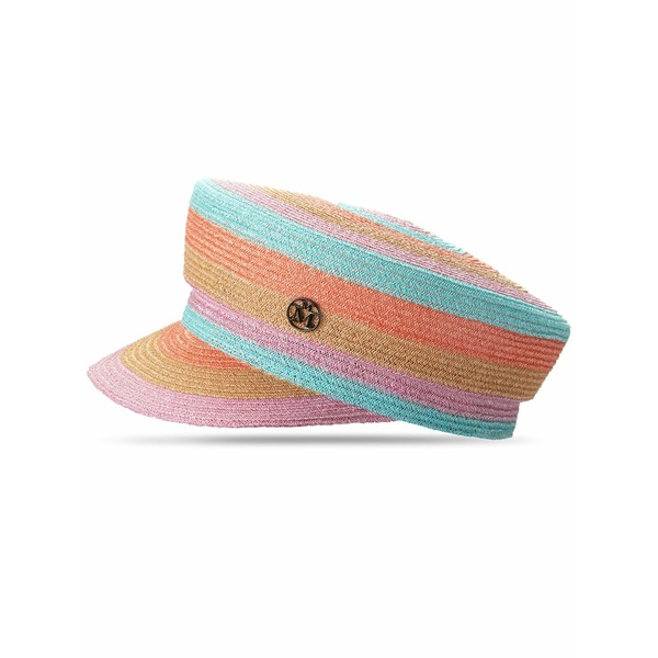 メゾンミッシェル  レディース 鳥打ち帽 付属物 Abby stripe-print straw cap Blue