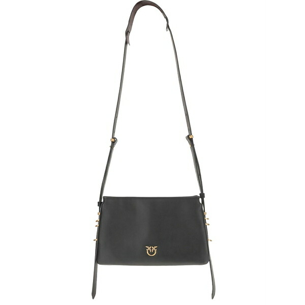 ピンコ レディース ショルダーバッグ 御徒面子 Logo-detail calfskin crossbody bag Black