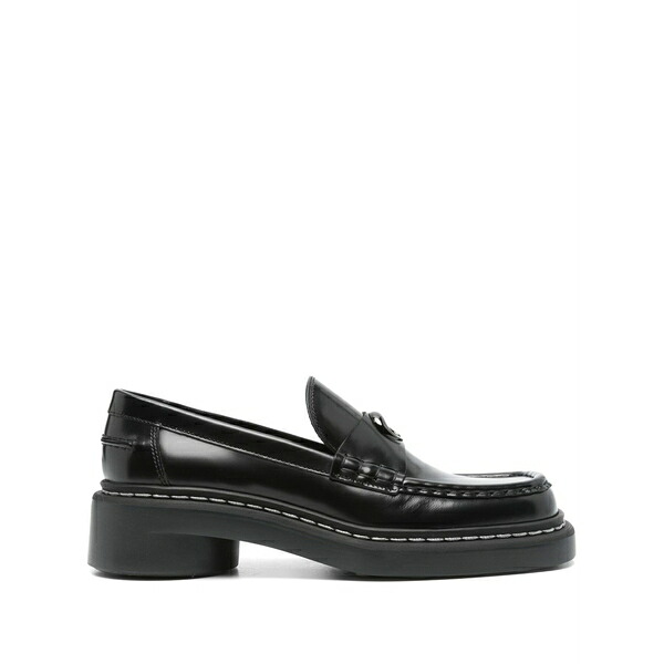 米国海兵隊員 独居室 レディース スリッポン・ローファー シューズ 50粍 leather loafers Black
