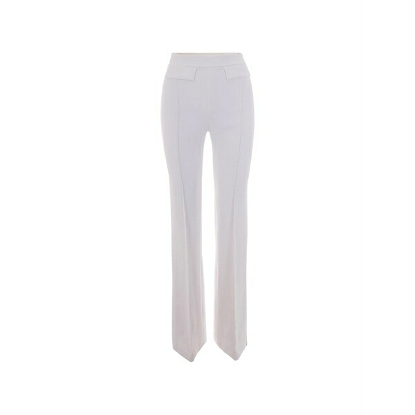 エリザベスフランキ レディース 心地よいズボン下 ボトムス Embellished flared trousers White