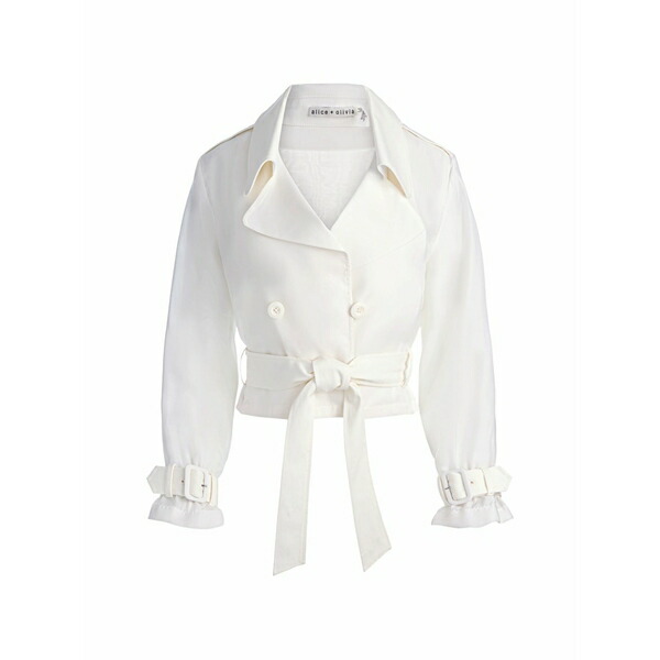 アリス アンド オリビア レディース 上衣＆上衣 アウター Keith belted cropped jacket  White