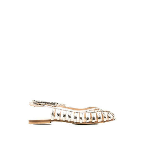 アンナ・エフ レディース サンダル シューズ Round-toe slingback ballet flats Gold