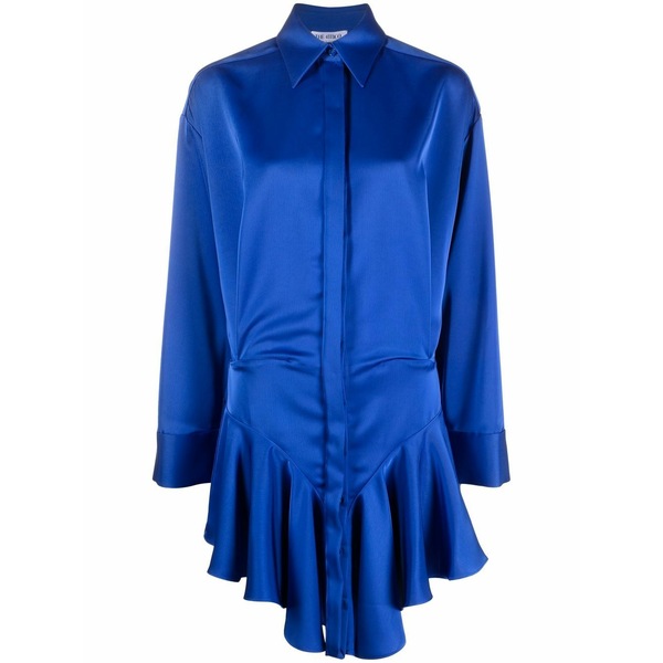 ジ アティコ レディース 衣装 トップス Ruffled satin shirtdress Blue