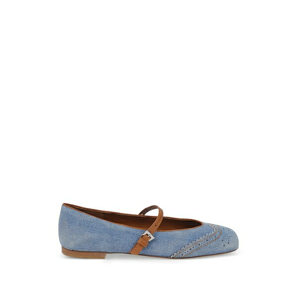 エルマンノ シェルヴィーノ レディース サンダル シューズ Brogue-detail buckle-strap ballet flats Blue