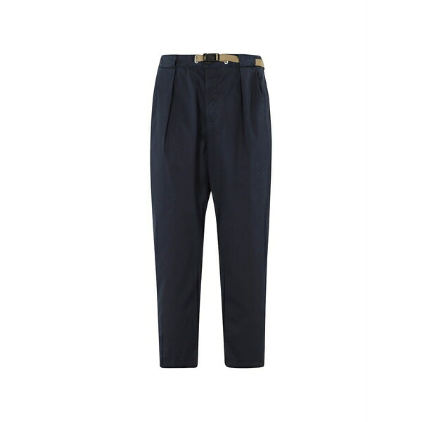 白いこと真砂 メンズ 心地好いズボン下 ボトムス Belted pleated trousers Blue