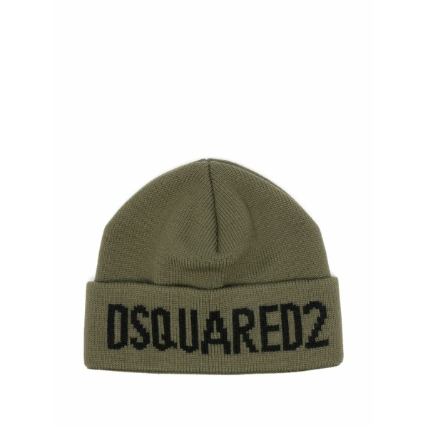 ディースクエアード メンズ 鳥打ち帽 付属物 Wool beanie hat Green