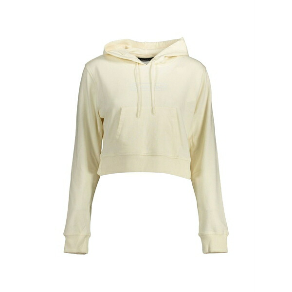カルバンクライン レディース 編み物\u0026ティーシャツ アウター Cropped logo-print hoodie Neutrals