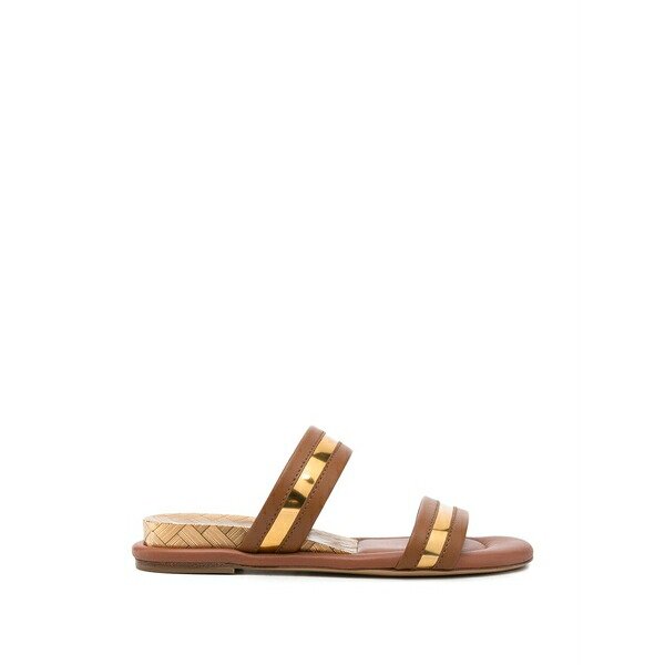 カサディ レディース サンダル シューズ Florence metallic-trimmed leather sandals Brown