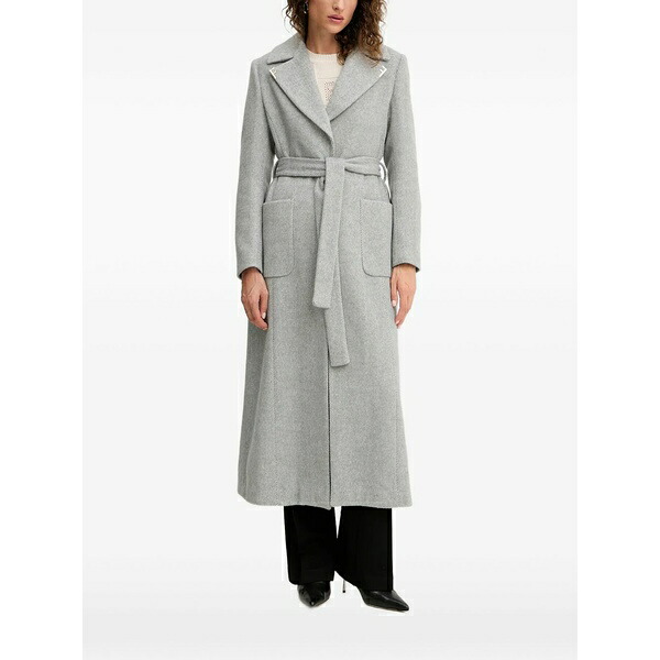 フラコミーナ レディース コート アウター Herringbone-pattern belted coat Grey|asty