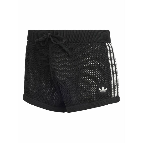 アディダス レディース 心地よいズボン下 ボトムス Stripes drawstring shorts Black