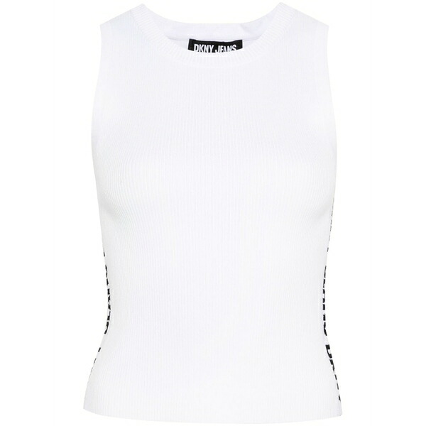 ダナ キャラン ニューヨーク州 レディース カットソー トップス Jacquard-logo ribbed top White