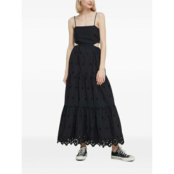 デジグアル レディース 衣裳 トップス Eyelet-embroidered tiered maxi dress Black