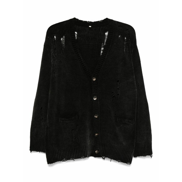 アールサーティーン レディース ジレー アウター Raw-cut fine-knit cardigan Black