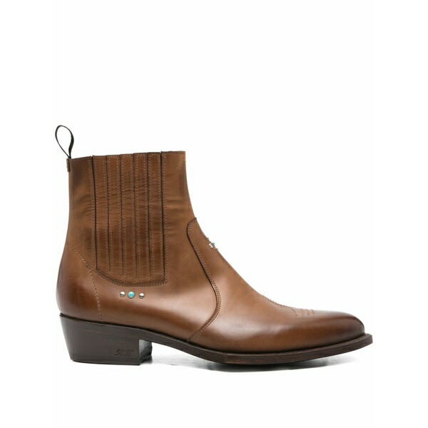 リドフォルト メンズ ブーツ シューズ Stone-embellished leather boots Brown