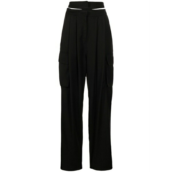 アンドレダモ レディース 心地よいズボン下 ボトムス Pleated cut-out cargo trousers Black