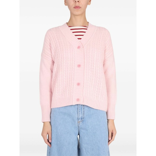 セイントジェームス レディース ジレー アウター Cable-knit buttoned cardigan Pink