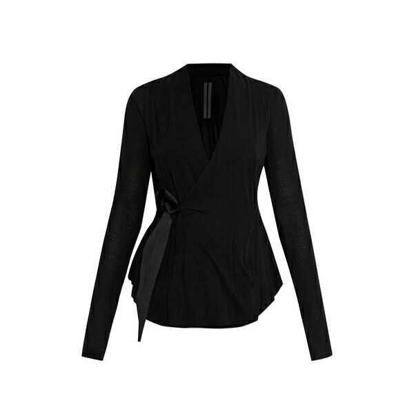 リックオウエンス レディース ジレー アウター Tie-front long-sleeve cardigan Black
