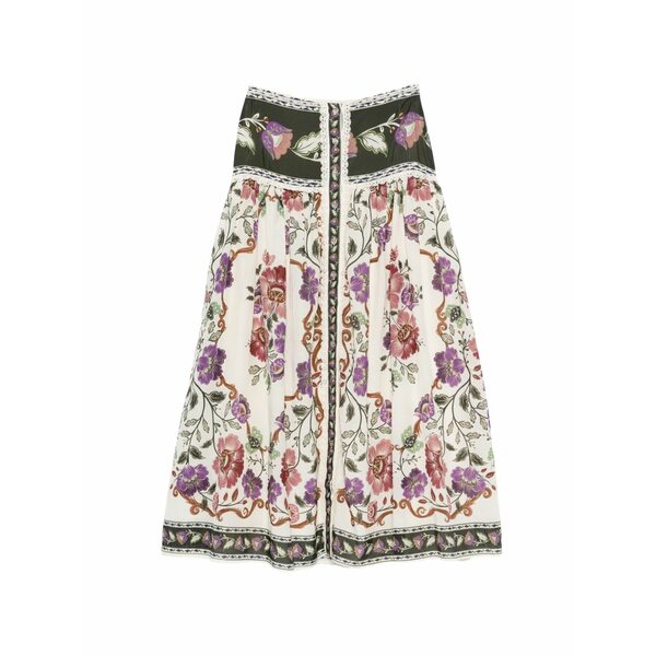 農園 リオ レディース スコート ボトムス Cream rococo flowers MIDI skirt Neutrals