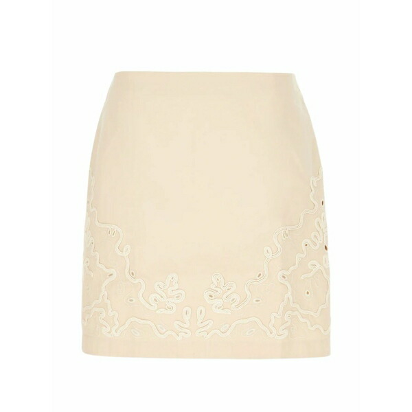 主任者 レディース スコート ボトムス Eyelet-embellished embroidered skirt Neutrals